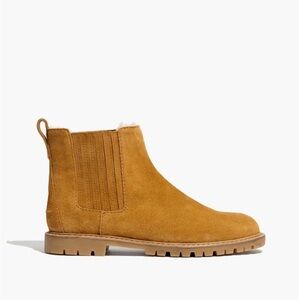 Madewell Carlin shearling suede Chelsea boot ankle booties 6.5 tan brown